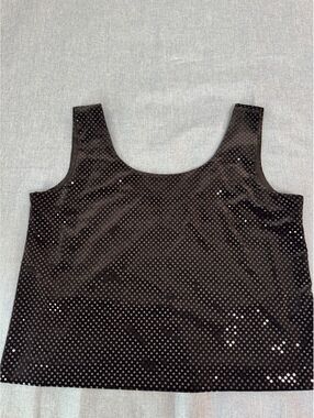 After Dark Black Polka Dot Velvet Tank Top XL